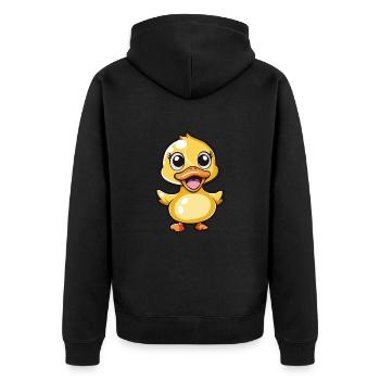 Süßes Entenküken Mit Großen Augen - Unisex Premium Bio Zip Hoodie - Schwarz - Hinten - Nico (187cm)