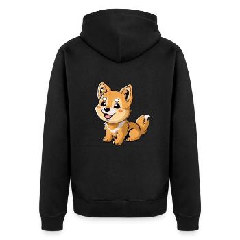 Discover the charming dingo puppy - Unisex Premium Organic Zip Hoodie - black - Back - Nico (187cm)