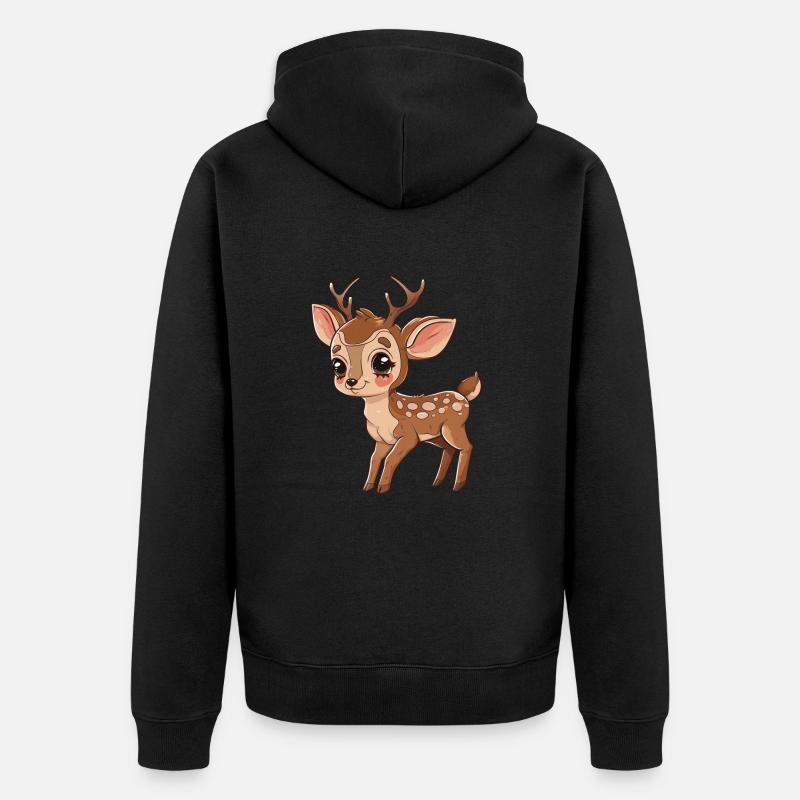 Fauve mignon aux yeux pétillants - Veste à capuche bio Premium Unisexe - noir