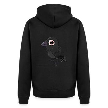 Adorable corbeau kawaii avec de grands yeux - Veste à capuche bio Premium Unisexe - noir - Dos - Nico (187cm)