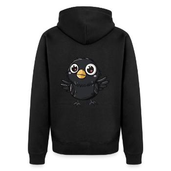 Adorable corbeau kawaii avec de grands yeux - Veste à capuche bio Premium Unisexe - noir - Dos - Nico (187cm)
