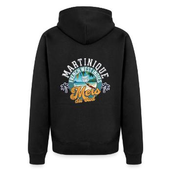 Südsee Martinique - Unisex Premium Bio Zip Hoodie - Schwarz - Hinten - Nico (187cm)