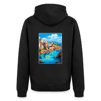 Crète Grèce Affiche de voyage vintage WPA Souvenir - Veste à capuche bio Premium Unisexe - noir - Dos - Nico (187cm)