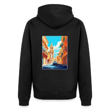 Valencia Spain Vintage Travel Poster Souvenir WPA - Unisex Premium Organic Zip Hoodie - black - Back - Nico (187cm)
