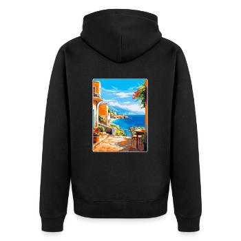 Crète Grèce Affiche de voyage vintage WPA Souvenir - Veste à capuche bio Premium Unisexe - noir - Dos - Nico (187cm)