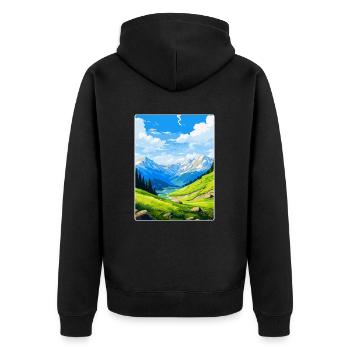 Pyrenäen-Nationalpark Frankreich Reiseplakat WPA - Unisex Premium Bio Zip Hoodie - Schwarz - Hinten - Nico (187cm)