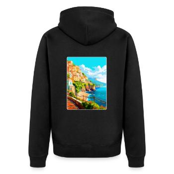 Amalfi Italie Affiche de voyage vintage WPA Souvenir - Veste à capuche bio Premium Unisexe - noir - Dos - Nico (187cm)