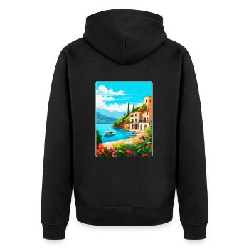Mallorca Spanien Vintage Reiseplakat Souvenir WPA - Unisex Premium Bio Zip Hoodie - Schwarz - Hinten - Nico (187cm)