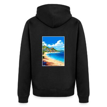 Saint Maarten Karibik Vintage Reiseposter - Unisex Premium Bio Zip Hoodie - Schwarz - Hinten - Nico (187cm)