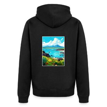 Galapagosinseln Ecuador Vintage Reiseposter - Unisex Premium Bio Zip Hoodie - Schwarz - Hinten - Nico (187cm)