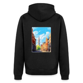 Lille Frankreich Vintage Reiseplakat WPA Souvenir - Unisex Premium Bio Zip Hoodie - Schwarz - Hinten - Nico (187cm)