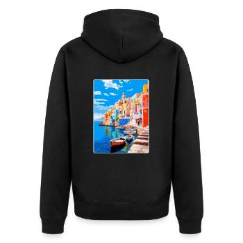 Ponza Italy Vintage Travel Poster WPA Art Souvenir - Unisex Premium Organic Zip Hoodie - black - Back - Nico (187cm)