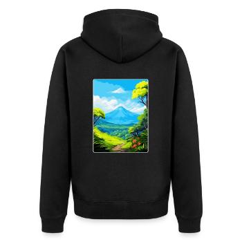 La Reunion National Park France Travel Poster WPA - Unisex Premium Organic Zip Hoodie - black - Back - Nico (187cm)