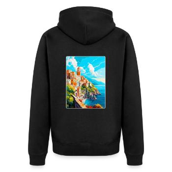Amalfi Italie Affiche de voyage vintage WPA Souvenir - Veste à capuche bio Premium Unisexe - noir - Dos - Nico (187cm)