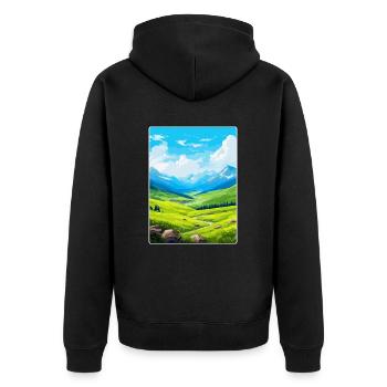 Pyrenäen-Nationalpark Frankreich Reiseplakat WPA - Unisex Premium Bio Zip Hoodie - Schwarz - Hinten - Nico (187cm)