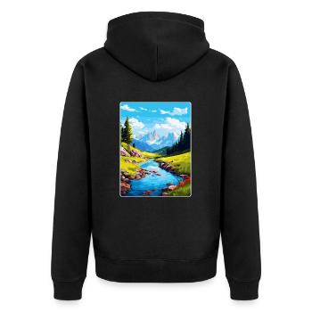Aiguestortes I Estany de Sant Maurici Park Spanien - Unisex Premium Bio Zip Hoodie - Schwarz - Hinten - Nico (187cm)