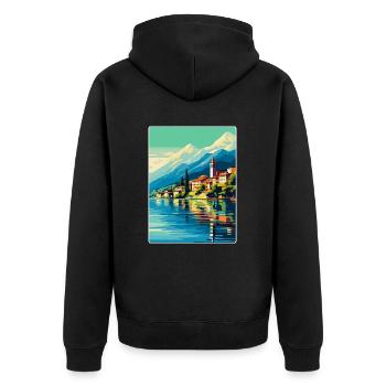 Lake Como Italy Vintage Travel Poster Souvenir WPA - Unisex Premium Organic Zip Hoodie - black - Back - Nico (187cm)