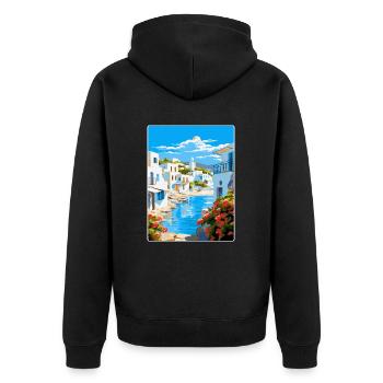 Paros Greece Vintage Travel Poster WPA Souvenir - Unisex Premium Organic Zip Hoodie - black - Back - Nico (187cm)
