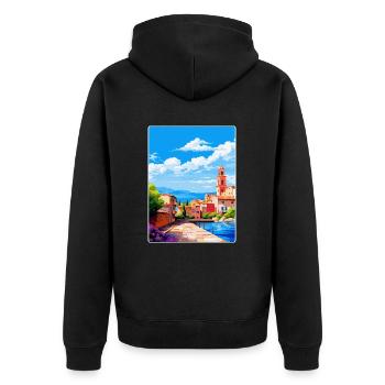 Figueres Spain Vintage Travel Poster Souvenir WPA - Unisex Premium Organic Zip Hoodie - black - Back - Nico (187cm)