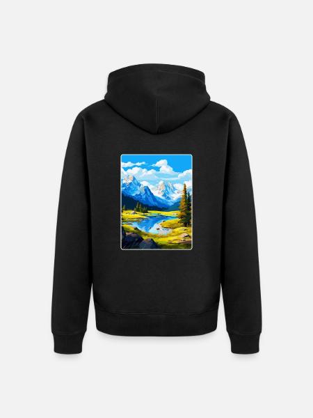 Affiche de voyage vintage du parc national d’Ecrins France - Veste à capuche bio Premium Unisexe - noir