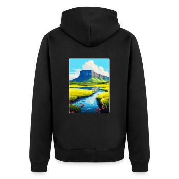 Ben Bulben Irland UK Vintage Reiseposter WPA - Unisex Premium Bio Zip Hoodie - Schwarz - Hinten - Nico (187cm)