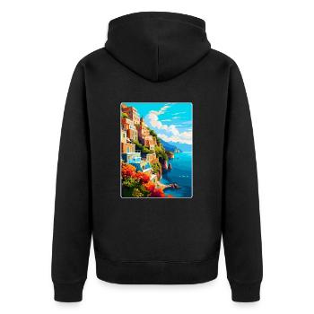 Amalfi Italie Affiche de voyage vintage WPA Souvenir - Veste à capuche bio Premium Unisexe - noir - Dos - Nico (187cm)