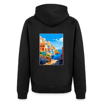 Ponza Italy Vintage Travel Poster WPA Art Souvenir - Unisex Premium Organic Zip Hoodie - black - Back - Nico (187cm)