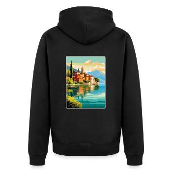 Lake Como Italy Vintage Travel Poster Souvenir WPA - Unisex Premium Organic Zip Hoodie - black - Back - Nico (187cm)