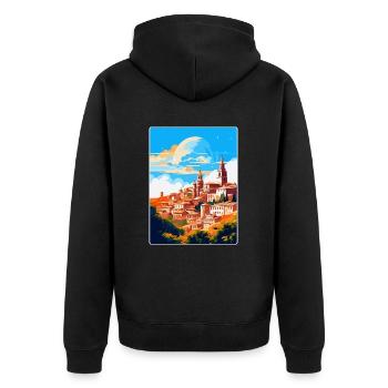 Toledo Spanien Vintage Reiseposter WPA Souvenir - Unisex Premium Bio Zip Hoodie - Schwarz - Hinten - Nico (187cm)