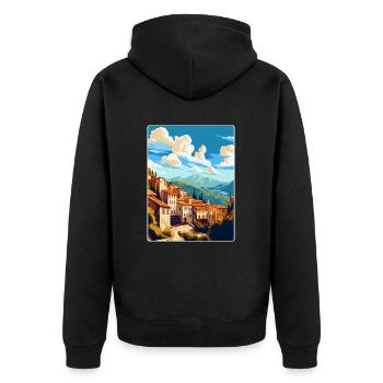 Cuenca Espagne Affiche de voyage vintage WPA Souvenir - Veste à capuche bio Premium Unisexe - noir - Dos - Nico (187cm)