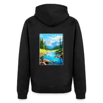 Aiguestortes I Estany de Sant Maurici Park Spanien - Unisex Premium Bio Zip Hoodie - Schwarz - Hinten - Nico (187cm)