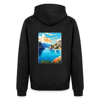 Crète Grèce Affiche de voyage vintage WPA Souvenir - Veste à capuche bio Premium Unisexe - noir - Dos - Nico (187cm)