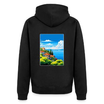 Lac de Bolsena Italie Affiche de voyage vintage souvenir - Veste à capuche bio Premium Unisexe - noir - Dos - Nico (187cm)