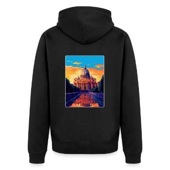 Basilique Saint-Pierre Italie Affiche de voyage vintage - Veste à capuche bio Premium Unisexe - noir - Dos - Nico (187cm)