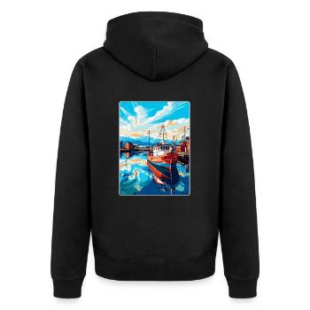 Husavik Iceland Vintage Travel Poster Souvenir WPA - Unisex Premium Organic Zip Hoodie - black - Back - Nico (187cm)