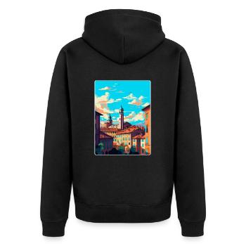 Bologne Italie Affiche de voyage vintage WPA Souvenir - Veste à capuche bio Premium Unisexe - noir - Dos - Nico (187cm)