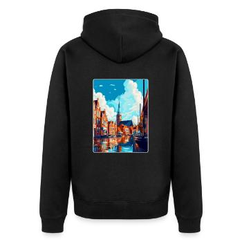Haarlem Pays-Bas Poster de voyage vintage souvenir - Veste à capuche bio Premium Unisexe - noir - Dos - Nico (187cm)
