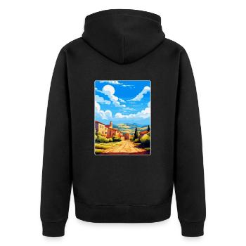 Extremadura Spanien Vintage Reiseplakat Souvenir - Unisex Premium Bio Zip Hoodie - Schwarz - Hinten - Nico (187cm)