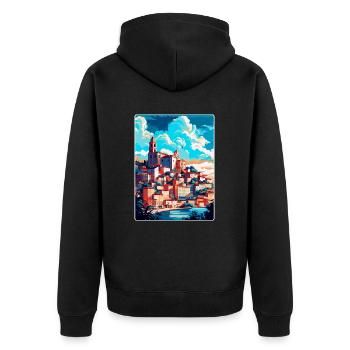 Coimbra Portugal Vintage Travel Poster Souvenir - Unisex Premium Organic Zip Hoodie - black - Back - Nico (187cm)