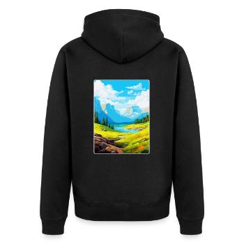 Pyrenäen-Nationalpark Frankreich Reiseplakat WPA - Unisex Premium Bio Zip Hoodie - Schwarz - Hinten - Nico (187cm)
