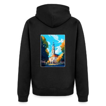 Bialystok Pologne Vintage Voyage Poster Art Mural - Veste à capuche bio Premium Unisexe - noir - Dos - Nico (187cm)