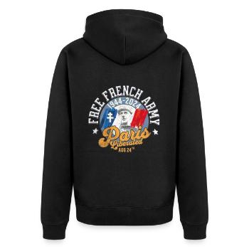 Paris libéré free french army 1944 2024 1 - Unisex Premium Organic Zip Hoodie - black - Back - Nico (187cm)