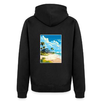 Turks and Caicos Islands Caribbean Travel Poster - Unisex Premium Organic Zip Hoodie - black - Back - Nico (187cm)