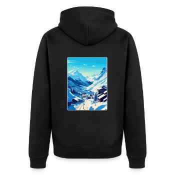 Obergurgl Autriche Affiche de voyage vintage souvenir - Veste à capuche bio Premium Unisexe - noir - Dos - Nico (187cm)