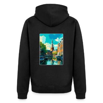 Groningue Pays-Bas Affiche de voyage vintage WPA - Veste à capuche bio Premium Unisexe - noir - Dos - Nico (187cm)