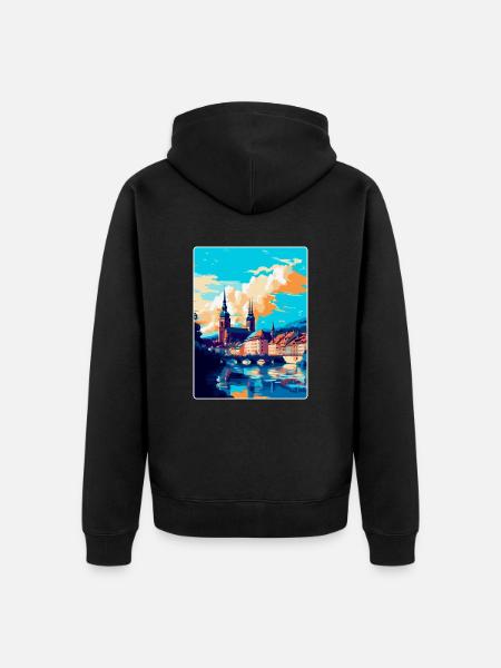 Wurzburg Germany Vintage Travel Poster Souvenir - Unisex Premium Organic Zip Hoodie - black