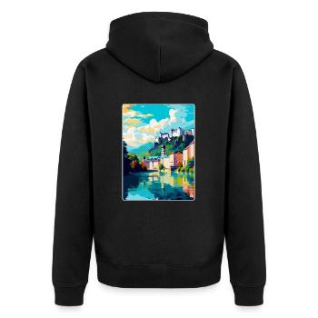 Salzbourg Autriche Poster de voyage vintage souvenir - Veste à capuche bio Premium Unisexe - noir - Dos - Nico (187cm)