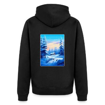 Lappland Finnland Vintage Reiseplakat Souvenir WPA - Unisex Premium Bio Zip Hoodie - Schwarz - Hinten - Nico (187cm)