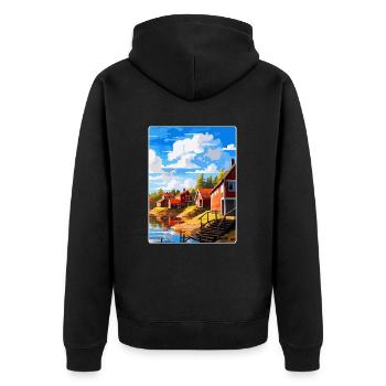 Porvoo Finlande Affiche de voyage vintage souvenir WPA - Veste à capuche bio Premium Unisexe - noir - Dos - Nico (187cm)