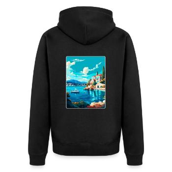 Skiathos Grèce Affiche de voyage vintage Souvenir WPA - Veste à capuche bio Premium Unisexe - noir - Dos - Nico (187cm)